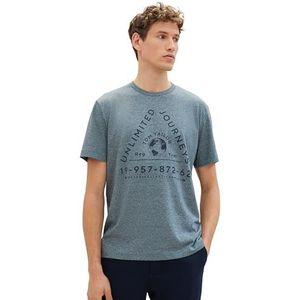 TOM TAILOR T-shirt voor heren, 34209 - Dark Teal Beige Grindle, L