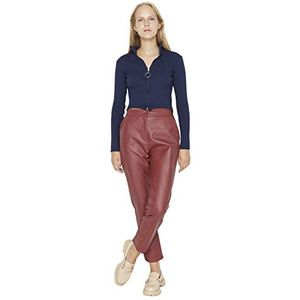 Trendyol Vrouwen Normale Taille Rechte Been Sigaret Broek Broek, Brown, 64