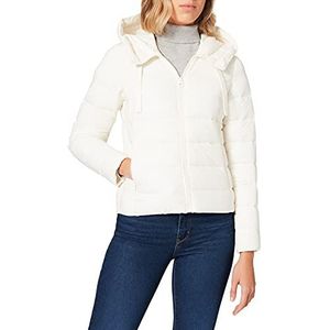 Marc O'Polo Dames 70093, lichte gewatteerde jas voor het hele jaar, jas met capuchon met waterafstotend oppervlak, damesjas met ritssluiting aan de voorkant, wit zand 151, 32