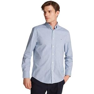Tommy Hilfiger Heren L/S Shirt, Blauw (Wedge Blue/Optic White), XS