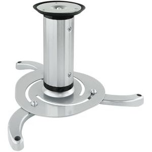 Projectorhouder: plafondbeugel met draaischarnier, eenvoudige installatie, zilverkleurig ontwerp, geschikt voor de meeste standaard projectoren.