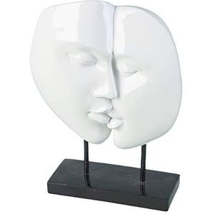 Casablanca modernes Design Moderne sculptuur Faces Poly wit op zwarte basis hoogte 28 cm breedte 22 cm