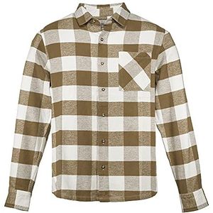 Dolomite Heren Camisa MS Flanel Check Businesshemd, Latte Beige/Oak Brown, L, Latte Beige/Oak Bruin, L
