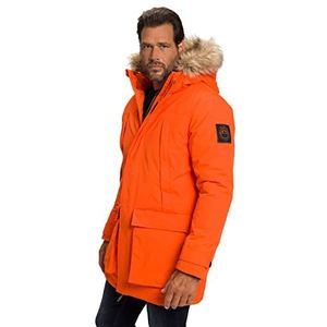 JP 1880 Heren grote maten grote maten Menswear L-8XL parka, capuchon, afneembaar imitatiebont, rits, winddicht, waterafstotend 808604, knaloranje, 8XL