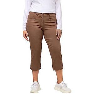 Ulla Popken Dames Basic Mony, kuitlang, facelift broek, bruin, 58/Grote maat