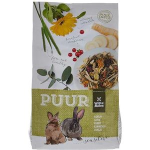 Witte Molen, Puur Complete voeding voor konijnen Sensitive 3 kg, zonder conserveringsmiddelen, kunstmatige kleurstoffen of aroma's, alle voedingsstoffen voor een gelukkig leven en een goede gezondheid
