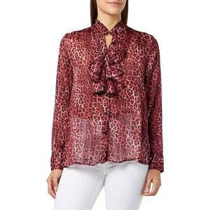 paino Damesblouse met ruches met luipaardprint 19523976-PA01, rood, S, rood, S