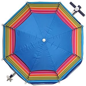 Parasol strand/tuinscherm Ø 200 cm winddicht, aluminium mast terras parasol in hoogte verstelbaar tuin, camping zwembad, kantelbaar 360 ° draaibaar tegen wind (meerkleurig)
