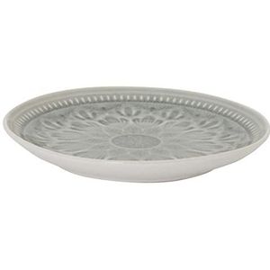Santiago y Cia Keramische borden met een diameter van 21 cm, verkrijgbaar in een design, etnische reliëf in lichtgrijs, plat, meerkleurig, niet van toepassing