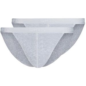 Skiny Tanga Cotton Rib G-string voor heren, verpakking van 2 stuks, Silver Melange (080693), M