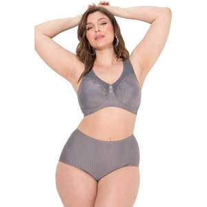 Ulla Popken Beha voor dames, zonder beugel, strasshanger, cup C-G beha, Betongrijs, 105E