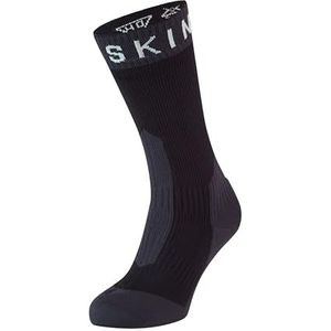 SealSkinz Waterproof Extreme Cold Weather Mid Length Calcetín, Hombre, Negro, Gris y Blanco, Large