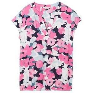 TOM TAILOR Damesblouse met korte mouwen en patroon, 35290 - roze kleurrijk bloemendesign, 44