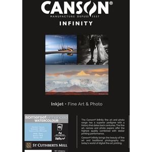 Canson Infinity Somerset Enhanced Watercolour White, digitaal fotopapier, gestructureerd, 240, 89, Doos, A4-21 x 29,7 cm, karton, bedrukt, wit, 25 vellen