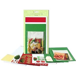 Ursus 56100012 - Wenskaartenset Groeten Kerstmis Classic, 2 x 2 kaartformaten met enveloppen, 100 zelfklevende stickers, voor het ontwerpen van individuele kaarten
