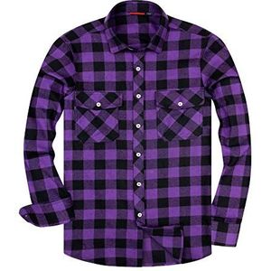 Alimens & Gentle Men's Button Down Regular Fit Long Sleeve Plaid Flannel Casual Shirts