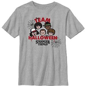 Stranger Things Unisex Kids Team Halloween Short Sleeve T-Shirt, Heather Grey, M, Heather Grey, One size