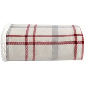 Eddie Bauer Omkeerbaar Sherpa fleece beddengoed, woondecoratie voor alle seizoenen, polyester, nieuw kasteel rood, gooien