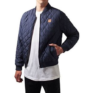 Urban Classics Herenjas Diamond Quilt Nylon Jacket, gewatteerde bomberjack voor mannen in vele kleuren verkrijgbaar, maten S - 5XL, Donkerblauw, 5XL