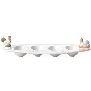 Villeroy en Boch Spring Awakening schaal voor eieren ""haan en kip"", 31 x 12 cm, porselein, geel/groen/rood