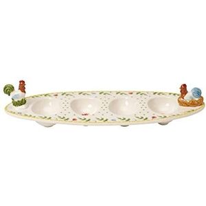 Villeroy en Boch Spring Awakening schaal voor eieren ""haan en kip"", 31 x 12 cm, porselein, geel/groen/rood