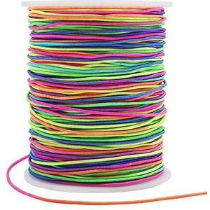 Elastisch touw 1 mm, kleurrijk, elastisch koord met 328 poten voor kralen, armbanden, halskettingen, sieraden maken en knutselen