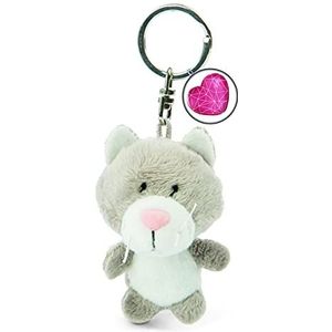 NICI 47531 Sleutelhanger 7 cm hart symbool – geluksbrenger kattenhanger voor sleutelhanger, sleutelhanger en sleutelketting, grijs/wit