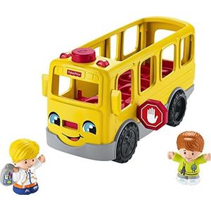 Fisher-Price HJN36 Little People schoolbus ��– meertalige versie, speelgoed om in te schuiven met muziek voor peuters en kleuters vanaf 1 jaar, geel