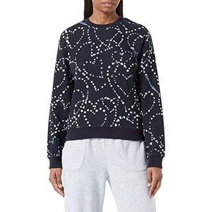 Love Moschino Dames Regular Fit Lange Mouwen Ronde Hals met Storm of Hearts Print Sweatshirt, Zwart Blauw Wit, 48