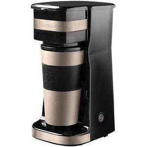 Bestron koffiezetapparaat met thermosbeker, voor gemalen filterkoffie & ideal voor camping, 2 grote koppen, 750 Watt, rvs, Kleur: Lichtbeige