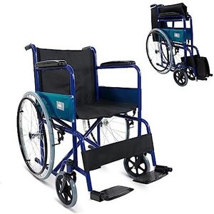 MobiclinicÂ®, Opvouwbare rolstoel, Mod. AlcÃ¡zar, Zitting, Ultralicht, Handmatig, Handrem, Vaste armleuningen en opklapbare Voetsteunen, Blauw