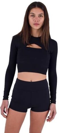 Hurley - Max Solid Rib Cropped Cross Yoke - Rash Guard - Dames - Lange Mouwen - UPF 50