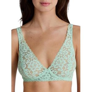 Calida Natural Comfort kanten beha voor dames, verstelbare bandjes, zonder cup, strijkloos, soft green, 80A