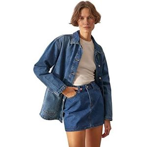 TRENDYOL Dames Mini A-lijn Denim Rock Skirt, Blauw, 40, Blau, 40
