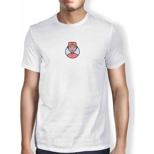 Green Fish, Basic heren T-shirt, 100% katoen, regular fit, Digital Icon Printed, maat: XL, kleur: wit, wit, XL