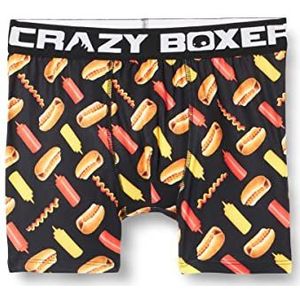 Crazy Boxer Maat XL: boxershort Unitario-Hot DOG-microvezel, 92% polyester, 8% elastaan, Meerkleurig, S