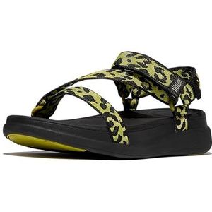 Fitflop F-Mode Go Leopard Adjust-sandalen voor dames, Citroengras Mix, 36 EU