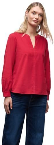 Street One Dames Corduroy blouse in effen kleur in Rood, in size: 34