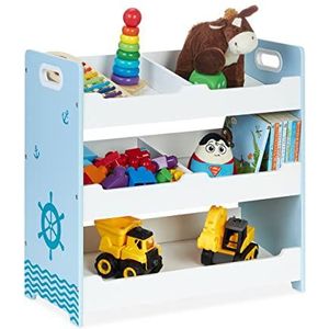 Relaxdays Speelgoedkast Kinderkamer - Speelgoedrek 5 Vakken - Blauwe Kinderkast Speelgoed - L