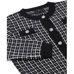 faina Dames contrasterend, geruit, kleine geurende gebreide jas zwart maat XS/S, zwart, XL
