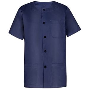 MISEMIYA - Sanitair hemd unisex/heren ronde hals gezondheiduniformen 833, Donkerblauw, S
