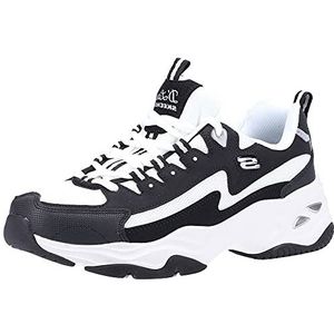 Skechers D'Lites 4.0 Fresh Diva Sneaker voor dames, Zwart lederen witte mesh trim, 38 EU