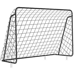 SONGMICS Voetbalkooi voor kinderen, voetbalnet, snelle montage, voor tuin, binnenplaats, park, strand, ijzeren buizen, PE-net, 215 x 76 x 150 cm, zwart SZQ215BK