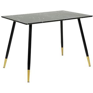 39F FURNITURE DREAM Scandinavisch design tafel met zwart marmer papier top en gouden metalen poten voor keuken, eetkamer, woonkamer, MDF, 110x70x75 cm