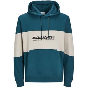 Jack & Jones JJELEGACY Blocking Sweat Hood NOOS, Deep Teal/Detail: blokkering, XS