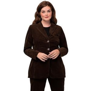 Ulla Popken Dames Landhaus Cord Blazer, donkerbruin, 42 grote maten