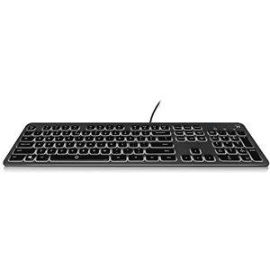 Ewent EW3268 LED-achtergrondverlichting toetsenbord, USB bekabeld, full-size, grote letters, Italiaanse QWERTY-lay-out, zwart/grijs