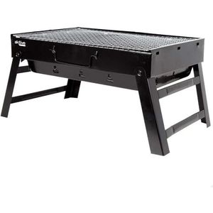 AKTIVE 63032 Draagbare houtskoolgrill van staal, zwart en rechthoekig, inklapbaar, afmetingen 43 x 29 x 22 cm, met handvat, gemakkelijk te transporteren, campinggrill, terras, balkon