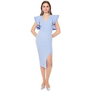 Trendyol Dames Blue Frill Detaililed Cocktail Dress, 34