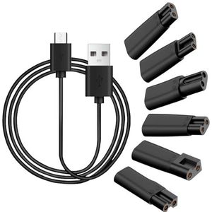 6 scheerapparaten oplader stekker set met TypeC oplaadkabel multifunctionele USB-C adapter 5 V USB netsnoer kabel voor scheerapparaat oplaadkabel, compatibel met Philips Remington Braun Series